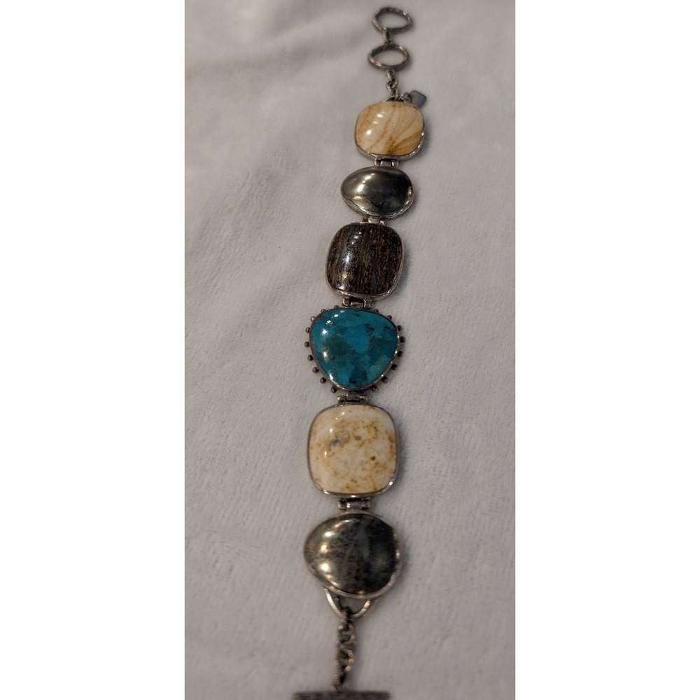 Silpada Retired Multi-Stone Toggle Link Bracelet #B1934 Sterling